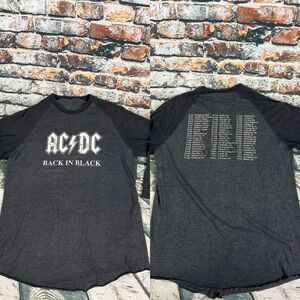 AC/DC Back in‎ Black 2004 Tour Aces & Eights Raglan LS shirt sz M